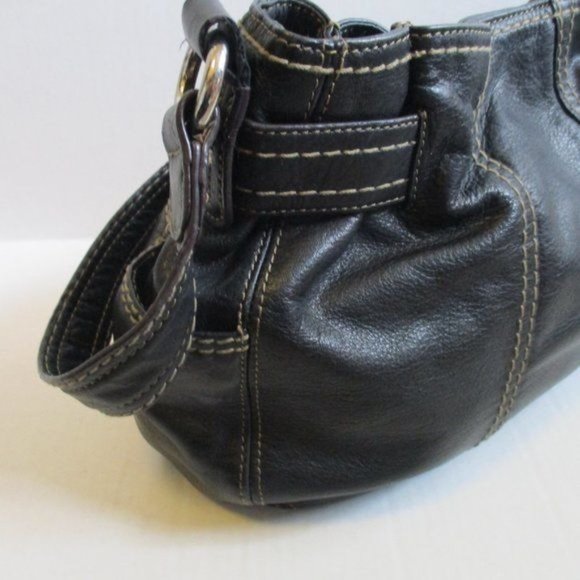 Tignanello Black Pebbled Leather HOBO Shoulder Bag - Picture 6 of 8